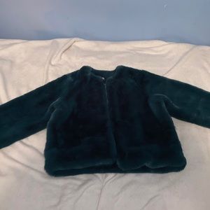 Sea green faux fur jacket